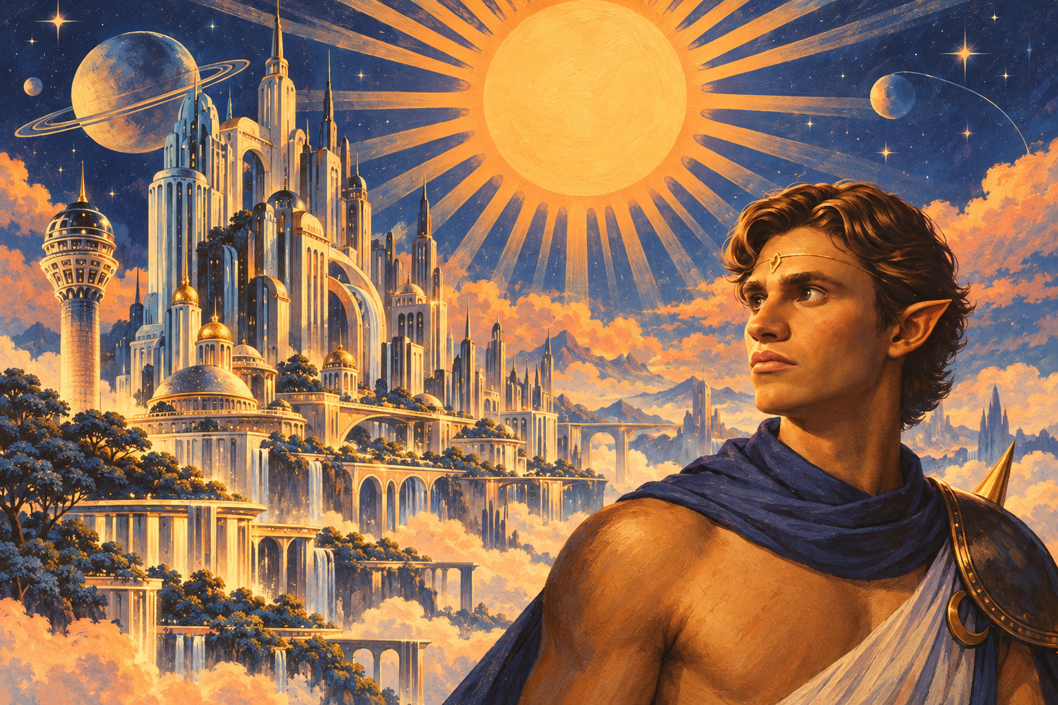 Fantasmagoria’s city opens toward a sunlit horizon
