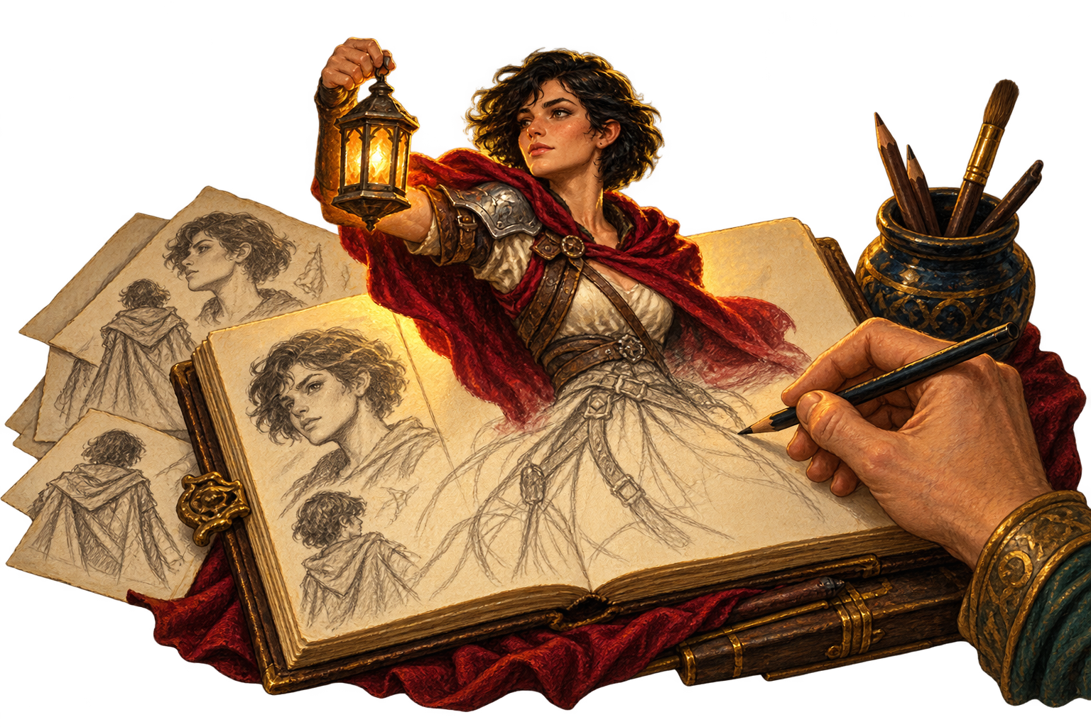 An imagined character comes to life from a fan’s illustrated manuscript